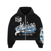 Maison Zip Up Hoodie Blue