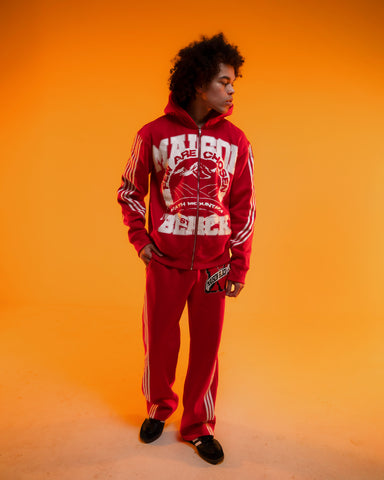 Maison Pants Matching Letterman Red