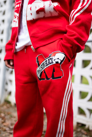 Maison Pants Matching Letterman Red