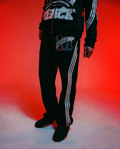 Maison Pants Matching Letterman Black